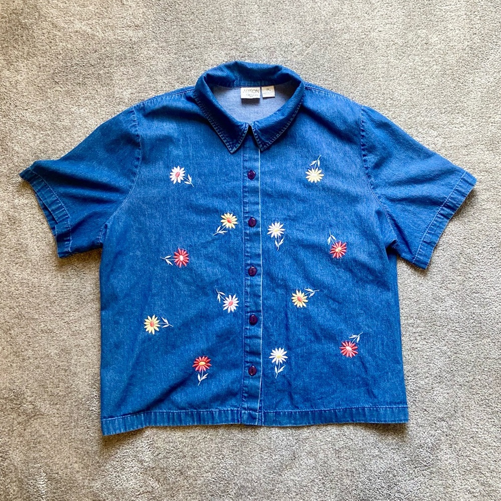 Allison Daley Flower Embroidered Top